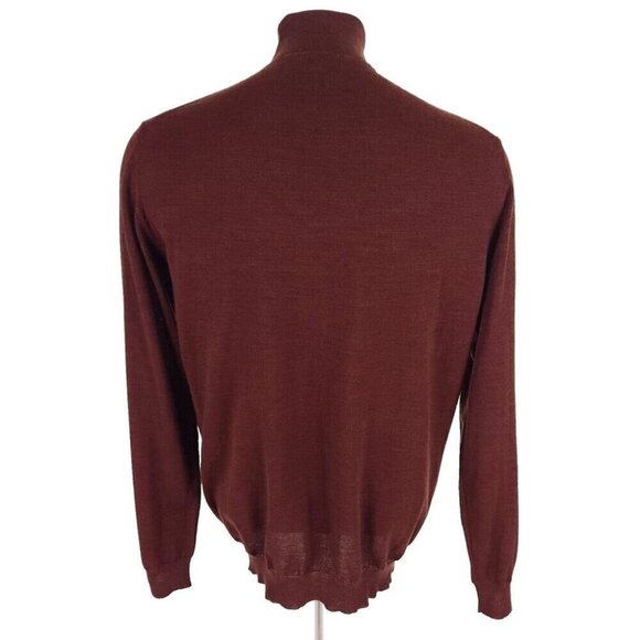 Lanvin Wool Turtleneck Knit Sweater Size XL Slim Mens Burgundy - Picture 6 of 16